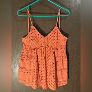 Doe & Rae Coral Eyelet Camisole
